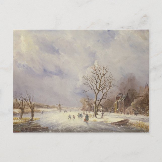 Winter Canal Scene, 19th century Postcard (Front)