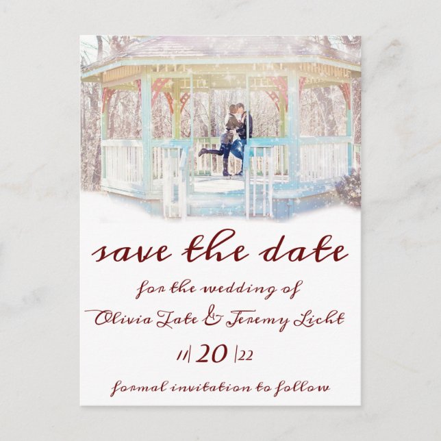 Winter Candles & Snow Save The Date Postcard (Front)