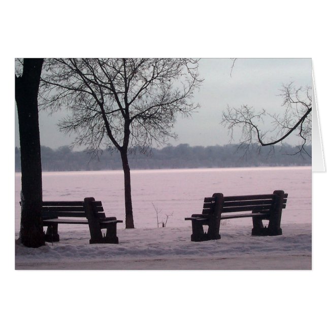 WINTER CARD: Lake Harriet "Benches", Mpls., MN, (Front Horizontal)