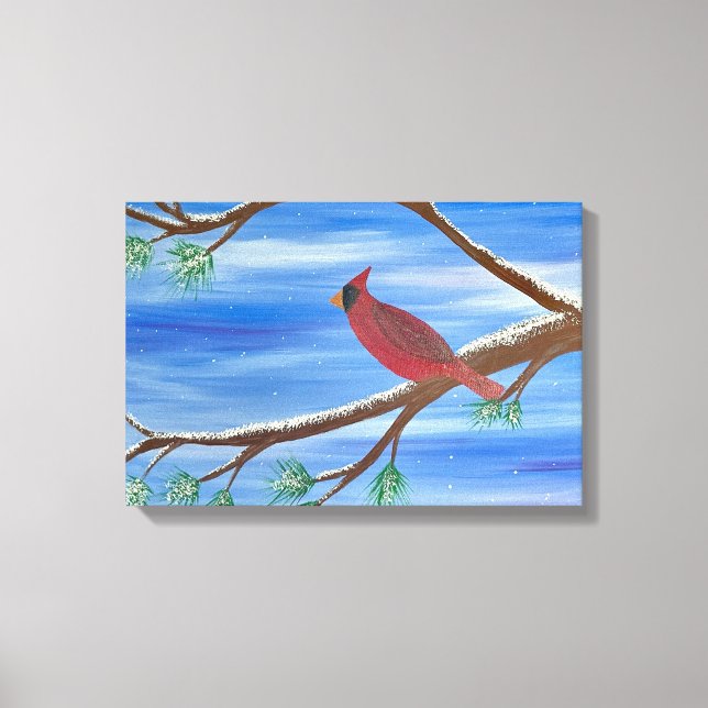 Winter Cardinal Canvas Wall Art (Front)