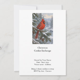 Winter Cardinal Christmas Cookie Exchange Invitation