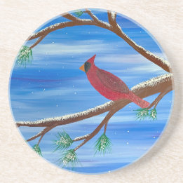 Winter Cardinal Coaster