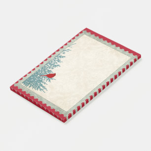 Winter cardinal in tree vintage damask  post-it notes