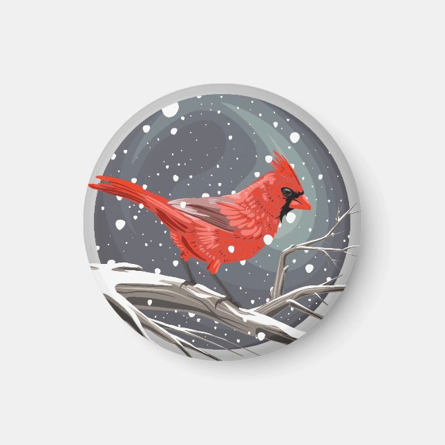Winter Cardinal Magnet (Front)
