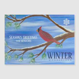 Winter Cardinal Magnetic Christmas Card