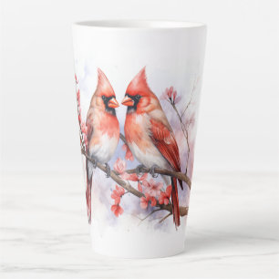 Winter Cardinal Pair 1 Latte Mug