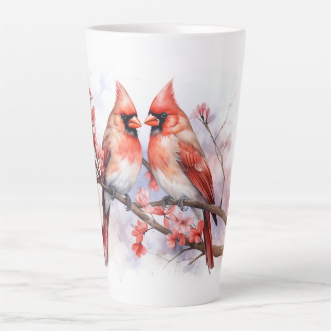 Winter Cardinal Pair 1 Latte Mug (Front)