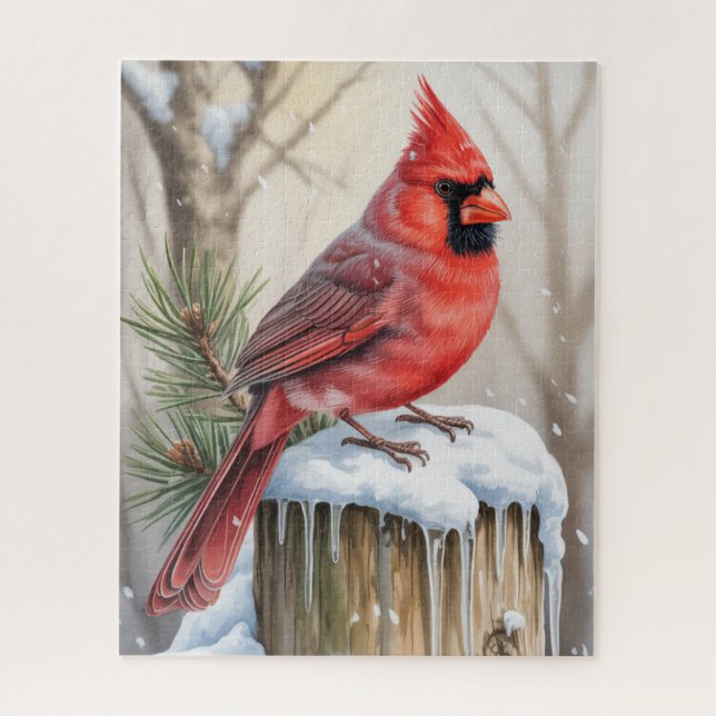 Winter Cardinal Puzzle (Vertical)