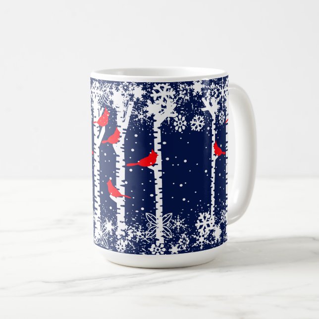Winter Cardinal Scene Coffee Mug (Front Right)