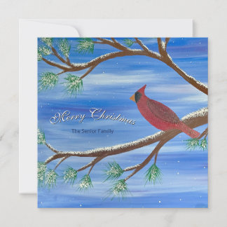 Winter Cardinal Square Christmas Card