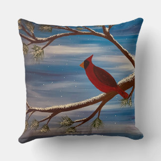 Winter Cardinal Throw Pillow