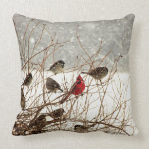 Winter Cardinal Throw Pillow