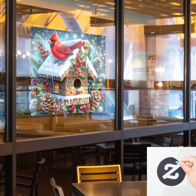 Winter Cardinal Window Cling (Restaurant Window)