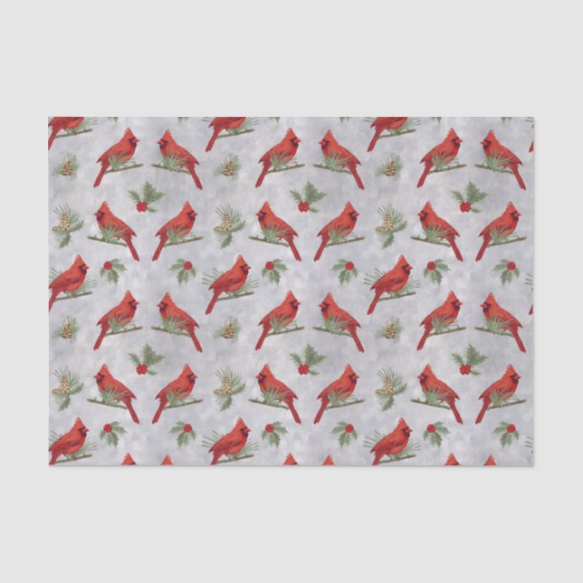 Winter Cardinals and Pines Tissue Paper (Front)