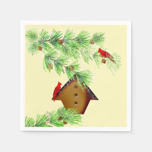 Winter Cardinals Paper Napkins (Front)