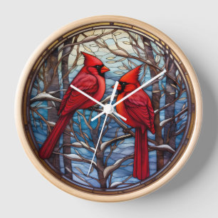 Winter Cardinals Wall Clock