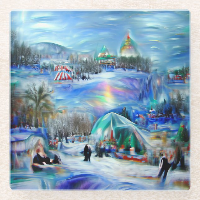 Winter Carnival  Glass Coaster (Front)