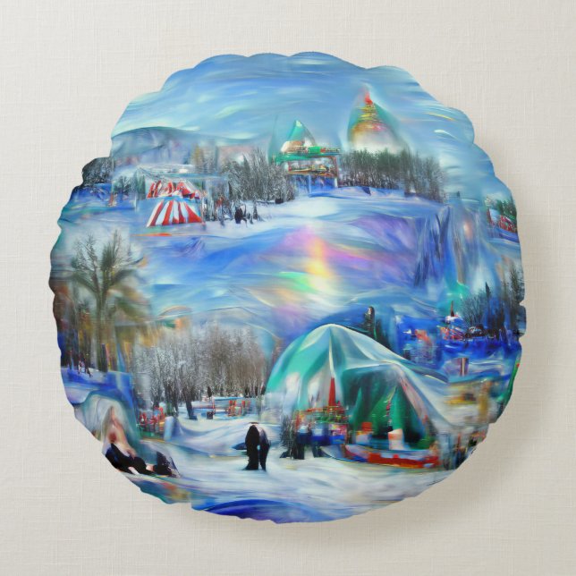 Winter Carnival  Round Pillow (Front)
