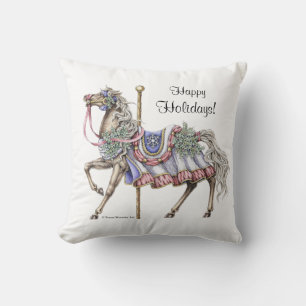 Winter Carousel Horse Pillow