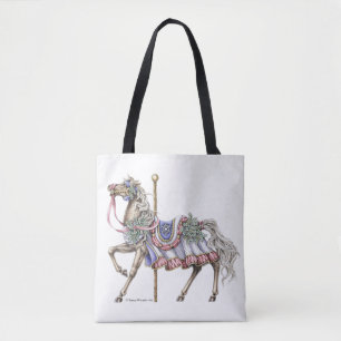 Winter Carousel Horse Tote Bag