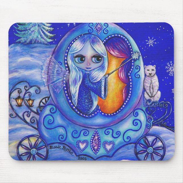 Winter Carriage Ride Fairy Mousepad (Front)