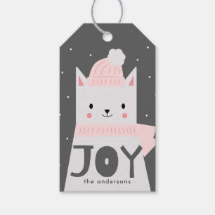 Winter Cat, Joy, Personalized Gift Tags