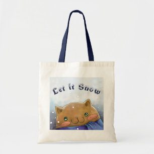 Winter Cat Let it Snow Art Tote Bag