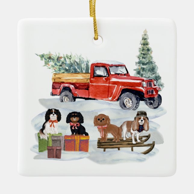 Winter Cavaliers Christmas Ornament (Front)