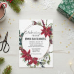 Winter Celebration of Life Christmas Poinsettia  Invitation<br><div class="desc">This design may be personalized in the area provided by changing the photo and/or text. Or it can be customized by clicking Personalize this Template and then choosing the click to customize further option and delete or change the colour of the background, add text, change the text colour or style,...</div>