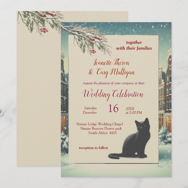 Winter Celebrations in the Snow, or in the Sun.  Invitation (Front/Back)
