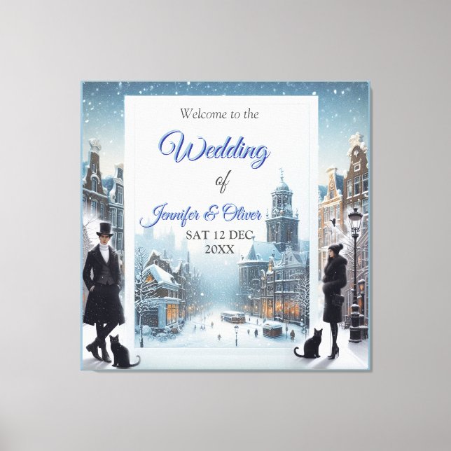 Winter Celebrations in the Snow, with Kittens Canvas Print (Front)