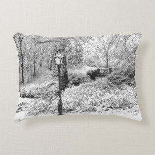 Winter Central Park Landscape Decorative Pillow