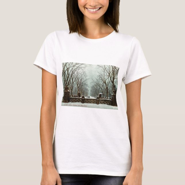 Winter Central Park NY Vintage c1910 T-Shirt (Front)
