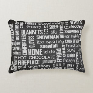 Winter Chalkboard Collage Decorative Pillow