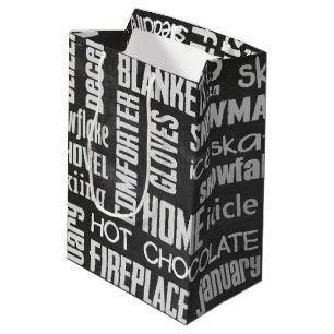 Winter Chalkboard Collage Medium Gift Bag