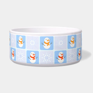Winter chequered pattern snowman and snowflakes