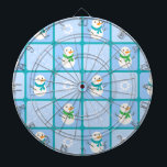 Winter chequered pattern snowman and snowflakes dartboard<br><div class="desc">Winter chequered seamless pattern smowman and snowflakes</div>