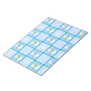 Winter chequered pattern snowman and snowflakes notepad