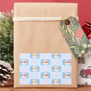Winter chequered pattern snowman and snowflakes sticker