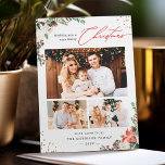 Winter Chic Botanical Floral 3 Photo Christmas Holiday Card<br><div class="desc">Sending your greetings of the season with this "Winter Chic Botanical Floral 3 Photo Christmas Card" to highlight your holiday wishes.</div>