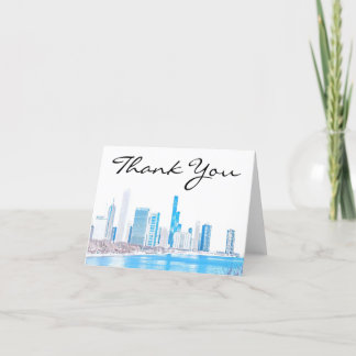 Winter Chicago Skyline Thank You Card