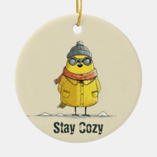 Winter Chick – Cute Cozy Animal Art Ceramic Ornament