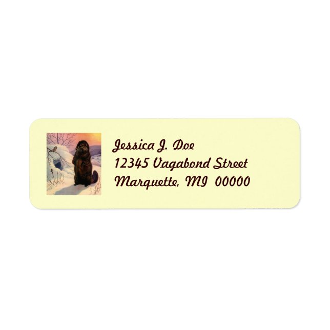 Winter Chickadee & Beaver Return address Label (Front)