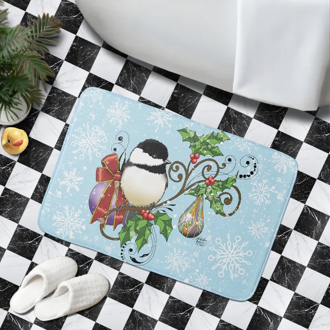 Winter Chickadee Christmas Bath Mat (Creator Uploaded)
