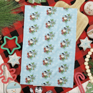 Winter Chickadee Christmas Kitchen Towel