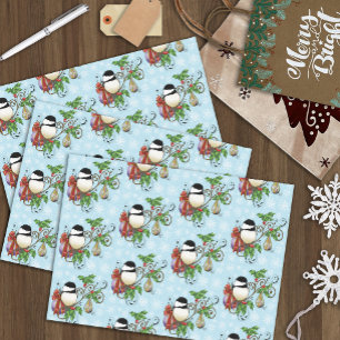 Winter Chickadee Christmas Tissue Paper
