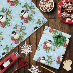 Winter Chickadee Christmas Wrapping Paper