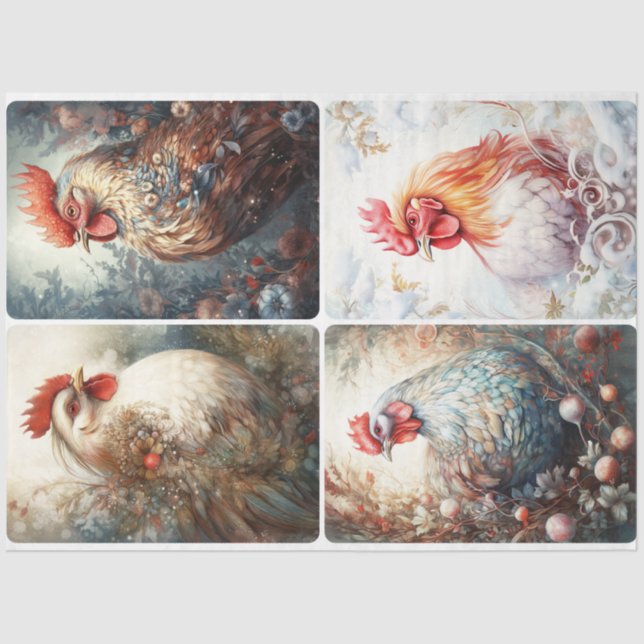 Winter Chickens Tissue Paper (Front)