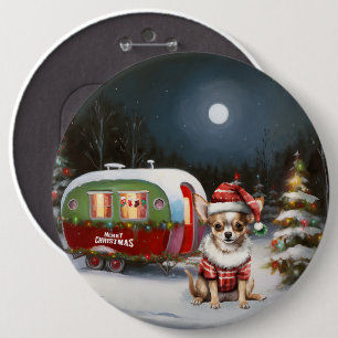 Winter Chihuahua Caravan Christmas Adventure 6 Inch Round Button