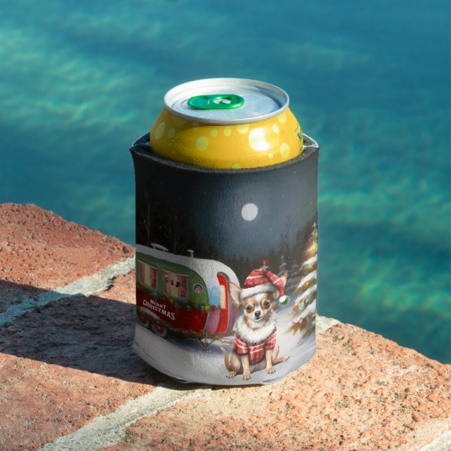 Winter Chihuahua Caravan Christmas Adventure  Can Cooler (In Situ Pool)